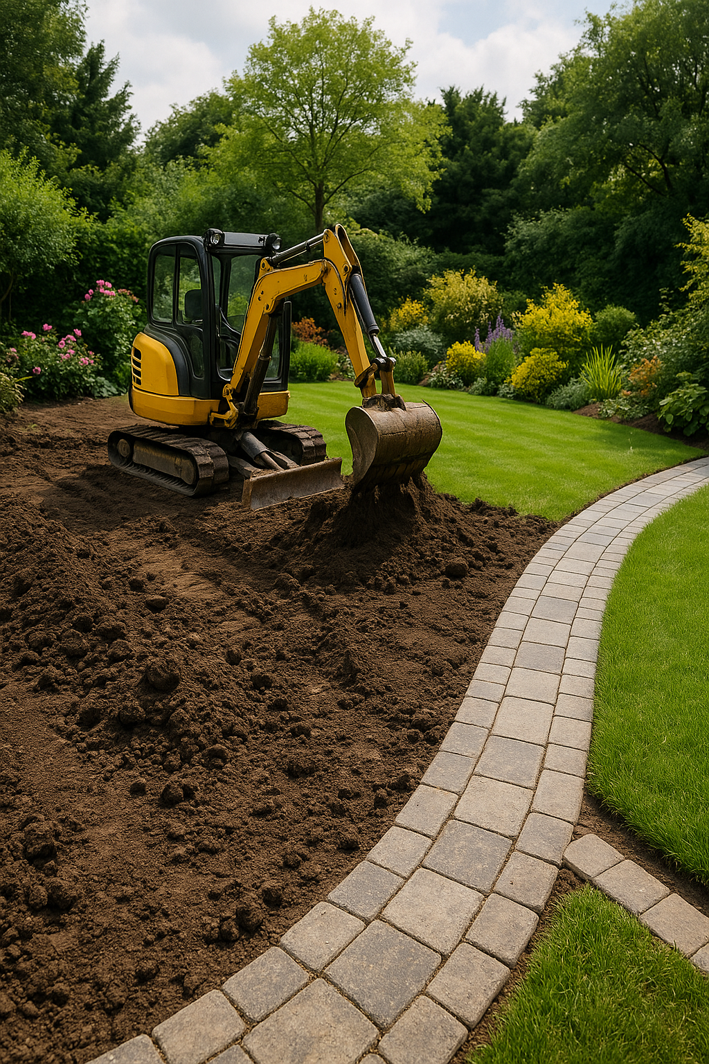 préparation terrain avant pose de pelouse à Grignan